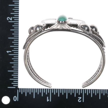 6.375" 40's-50's Navajo silver and turquoise thunderbird cuff bracelet - Estate Fresh Austin