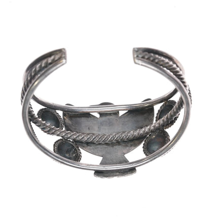 6.375" 40's-50's Navajo silver and turquoise thunderbird cuff bracelet - Estate Fresh Austin