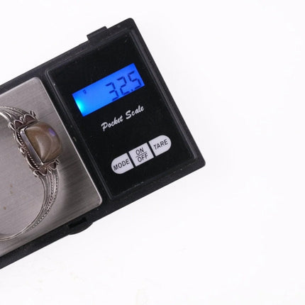 6.375" 40's-50's Navajo Stamped Silver bracelet with jasper - Estate Fresh Austin