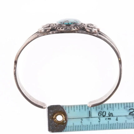 6.375" 40's-50's Navajo Stamped silver bracelet with turquoise - Estate Fresh Austin
