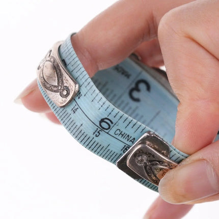 6.375" 40's-50's Navajo Stamped silver bracelet with turquoise - Estate Fresh Austin