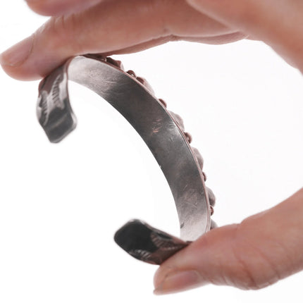 6.375" 40's-50's Zuni carved turquoise silver cuff bracelet - Estate Fresh Austin