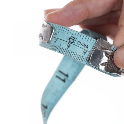 6.375" 40's-50's Zuni carved turquoise silver cuff bracelet - Estate Fresh Austin