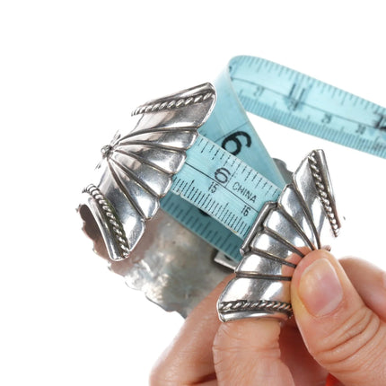 6.375" 70's-80's CK Navajo sterling turquoise/coral heavy cuff bracelet - Estate Fresh Austin