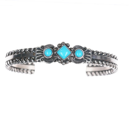 6.375" Albert Jake Navajo sterling Sleeping Beauty turquoise cuff bracelet - Estate Fresh Austin