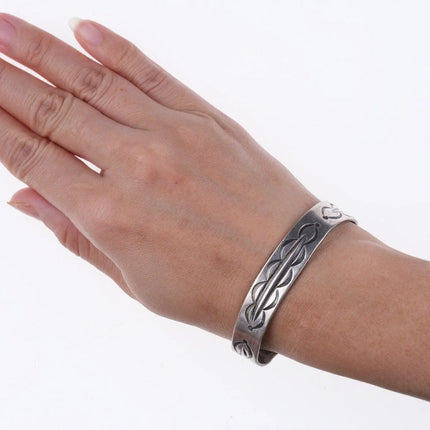 6.375" Antique Navajo Ingot Silver Bracelet - Estate Fresh Austin