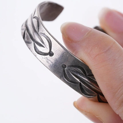 6.375" Antique Navajo Ingot Silver Bracelet - Estate Fresh Austin