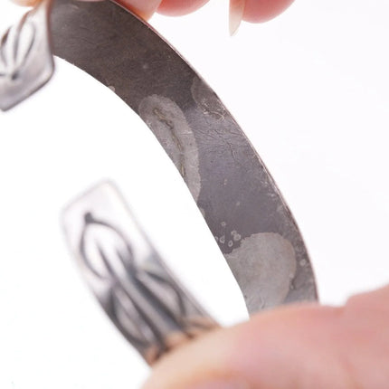 6.375" Antique Navajo Ingot Silver Bracelet - Estate Fresh Austin