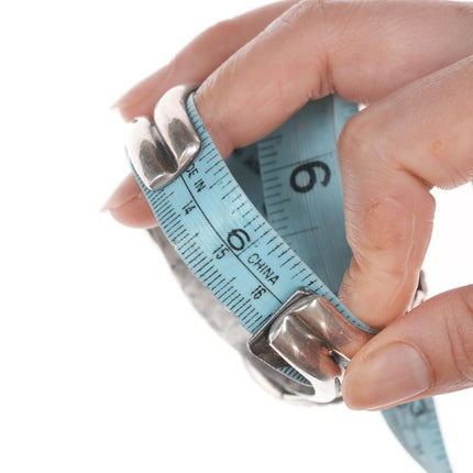 6.375" Art Tafoya Yaqui Carved Amber silver cuff bracelet - Estate Fresh Austin