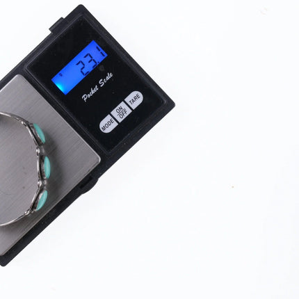 6.375" c1940's Fred Harvey style Sterling Snakes and turquoise bracelet - Estate Fresh Austin