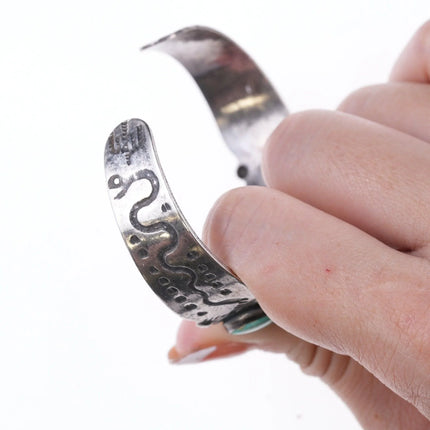 6.375" c1940's Fred Harvey style Sterling Snakes and turquoise bracelet - Estate Fresh Austin