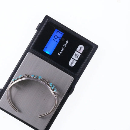 6.375" c1940's Native American silver and turquoise cluster bracelet - Estate Fresh Austin