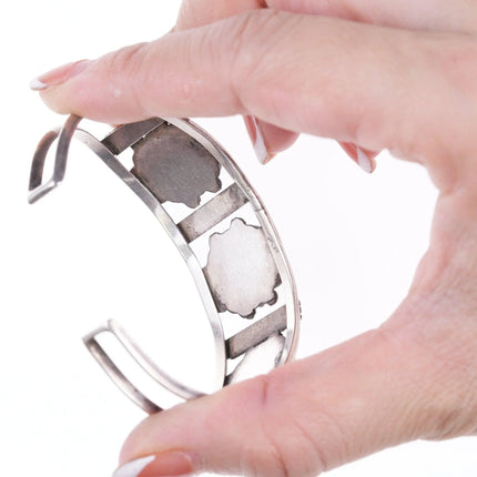 6.375" c1940's Native American silver and turquoise cluster bracelet - Estate Fresh Austin