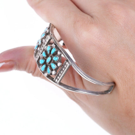 6.375" c1940's Native American silver and turquoise cluster bracelet - Estate Fresh Austin