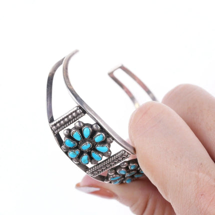 6.375" c1940's Native American silver and turquoise cluster bracelet - Estate Fresh Austin