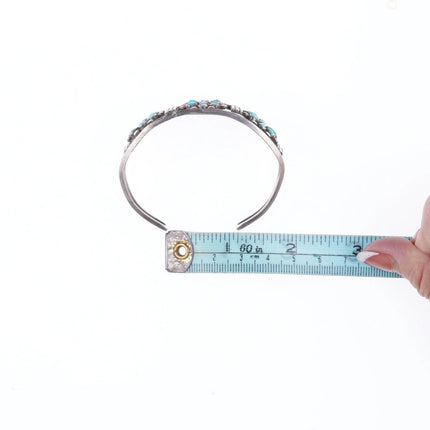 6.375" c1940's Native American silver and turquoise cluster bracelet - Estate Fresh Austin