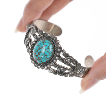 6.375" c1940's Navajo Curio High grade turquoise sterling cuff bracelet - Estate Fresh Austin
