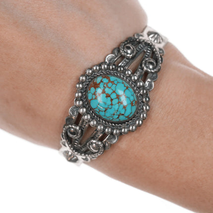 6.375" c1940's Navajo Curio High grade turquoise sterling cuff bracelet - Estate Fresh Austin