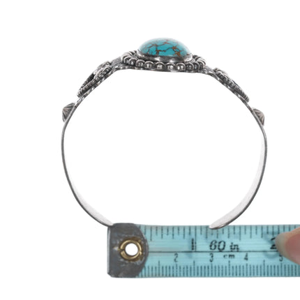 6.375" c1940's Navajo Curio High grade turquoise sterling cuff bracelet - Estate Fresh Austin