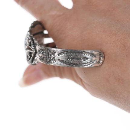 6.375" c1940's Navajo Curio High grade turquoise sterling cuff bracelet - Estate Fresh Austin