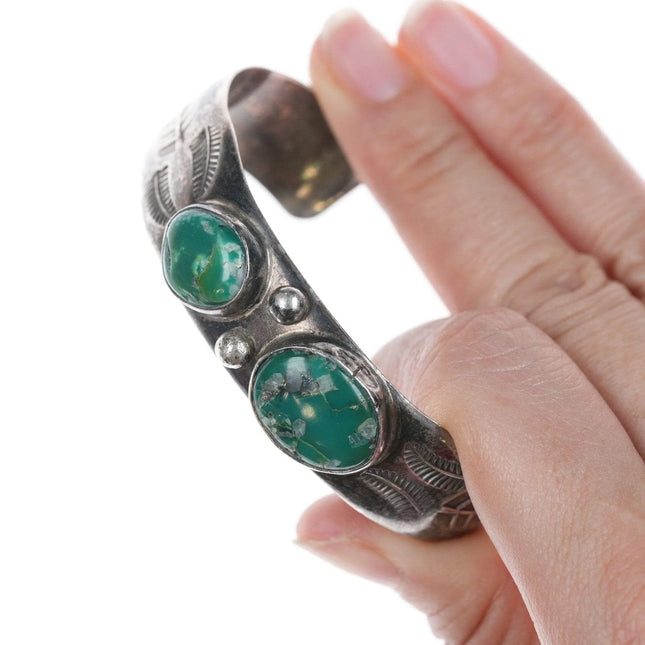6.375" c1940's Navajo silver and turquoise bracelet - Estate Fresh Austin