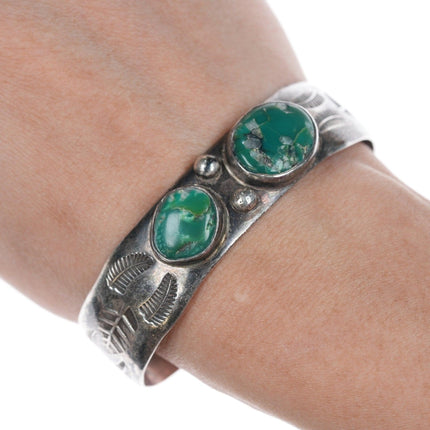 6 3/8" c1940's Navajo silver and turquoise bracelet - Estate Fresh Austin