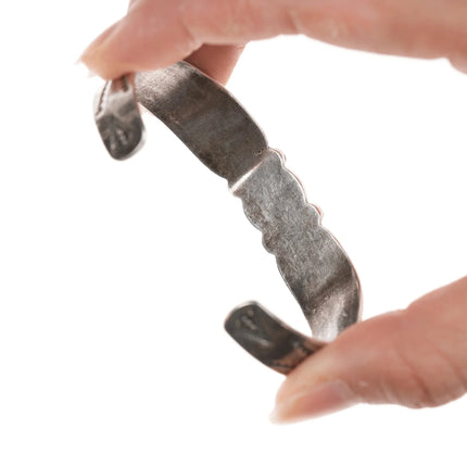 6.375" c1940's Navajo silver stamped cuff bracelet - Estate Fresh Austin