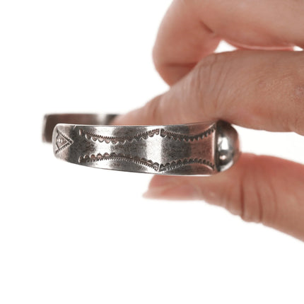 6.375" c1940's Navajo silver stamped cuff bracelet - Estate Fresh Austin