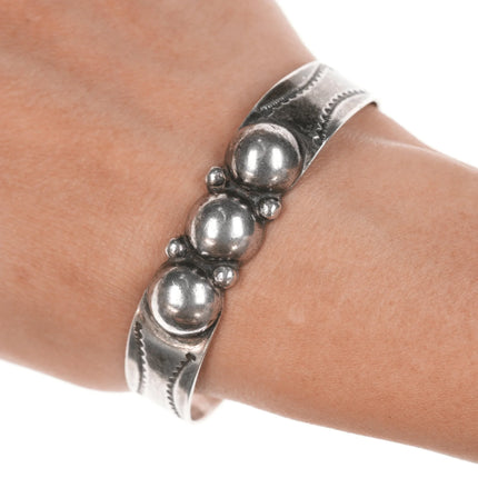 6.375" c1940's Navajo silver stamped cuff bracelet - Estate Fresh Austin