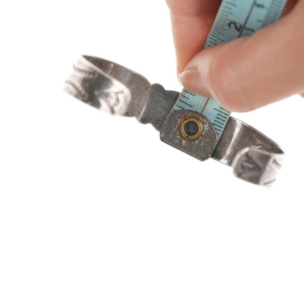 6.375" c1940's Navajo silver stamped cuff bracelet - Estate Fresh Austin