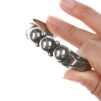 6.375" c1940's Navajo silver stamped cuff bracelet - Estate Fresh Austin