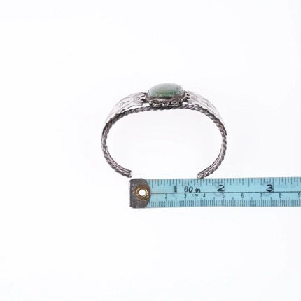 6.375" c1940's Navajo stamped silver and turquoise bracelet - Estate Fresh Austin