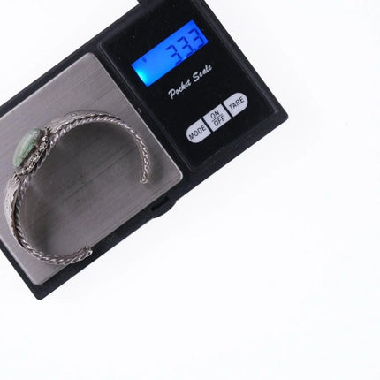 6.375" c1940's Navajo stamped silver and turquoise bracelet - Estate Fresh Austin