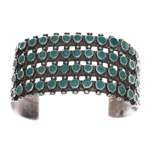 6.375" c1950's 4 row sterling cuff bracelet Fred Harvey style - Estate Fresh Austin