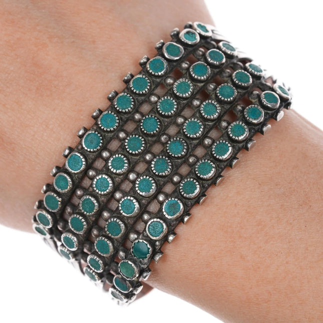 6.375" c1950's 4 row sterling cuff bracelet Fred Harvey style - Estate Fresh Austin