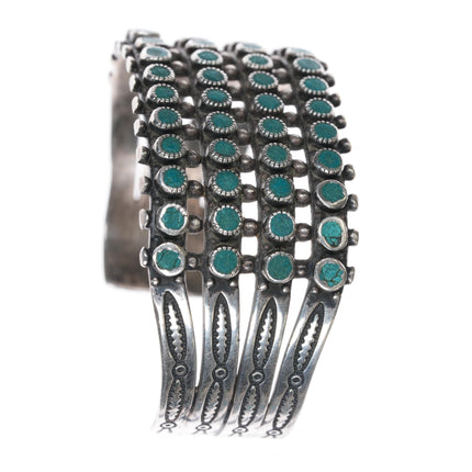 6 3/8" c1950's 4 row sterling cuff bracelet Fred Harvey style - Estate Fresh Austin