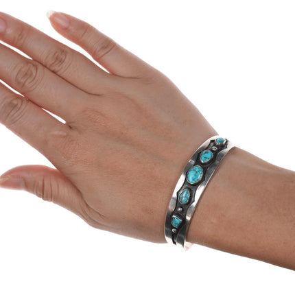 6.375" c1950's High grade turquoise southwestern modernist sterling cuff bracelet - Estate Fresh Austin
