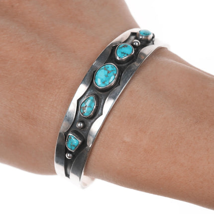 6.375" c1950's High grade turquoise southwestern modernist sterling cuff bracelet - Estate Fresh Austin