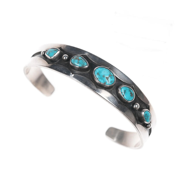 6.375" c1950's High grade turquoise southwestern modernist sterling cuff bracelet - Estate Fresh Austin