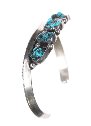 6 3/8" c1950's Navajo Sterling and turquoise nugget cuff bracelet - Estate Fresh Austin