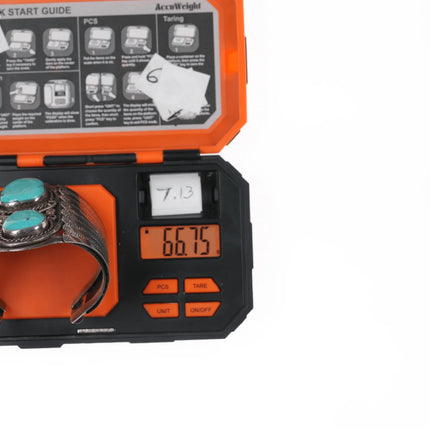 6.375" c1960's Large Navajo silver wide cuff bracelet with turquoise - Estate Fresh Austin