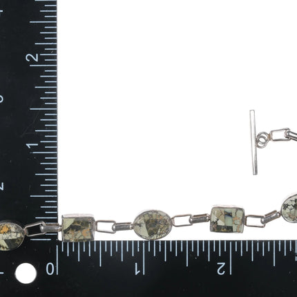 6.375" Carlos Eagle Ottawa/Kathryn P sterling and variscite link bracelet - Estate Fresh Austin