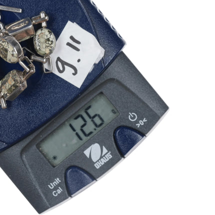 6.375" Carlos Eagle Ottawa/Kathryn P sterling and variscite link bracelet - Estate Fresh Austin