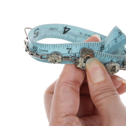 6.375" Carlos Eagle Ottawa/Kathryn P sterling and variscite link bracelet - Estate Fresh Austin