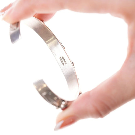 6.375" Carmelita and Dan Simplicio Zuni Sterling, turquoise, and coral bracelet - Estate Fresh Austin