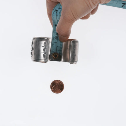 6.375" Charlie John Navajo silver and turquoise cuff bracelet - Estate Fresh Austin