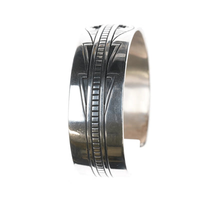 6.375" Charlie John Navajo sterling cuff bracelet - Estate Fresh Austin