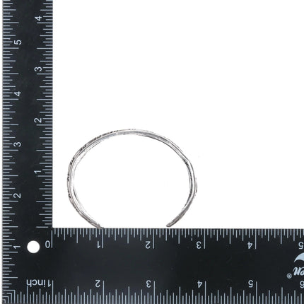 6.375" cSc Vintage Navajo silver twisted wire hand stamped cuff bracelet - Estate Fresh Austin