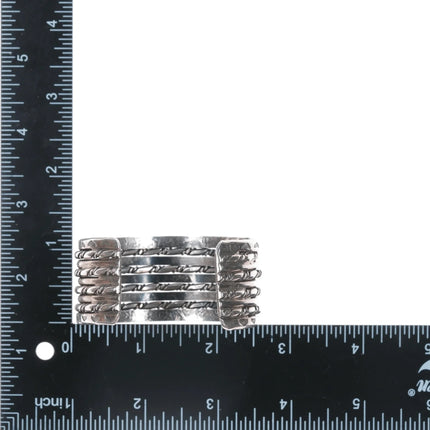 6.375" cSc Vintage Navajo silver twisted wire hand stamped cuff bracelet - Estate Fresh Austin