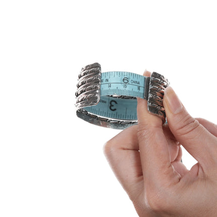 6.375" cSc Vintage Navajo silver twisted wire hand stamped cuff bracelet - Estate Fresh Austin